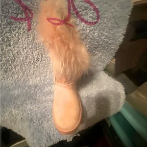 Pink fur boots